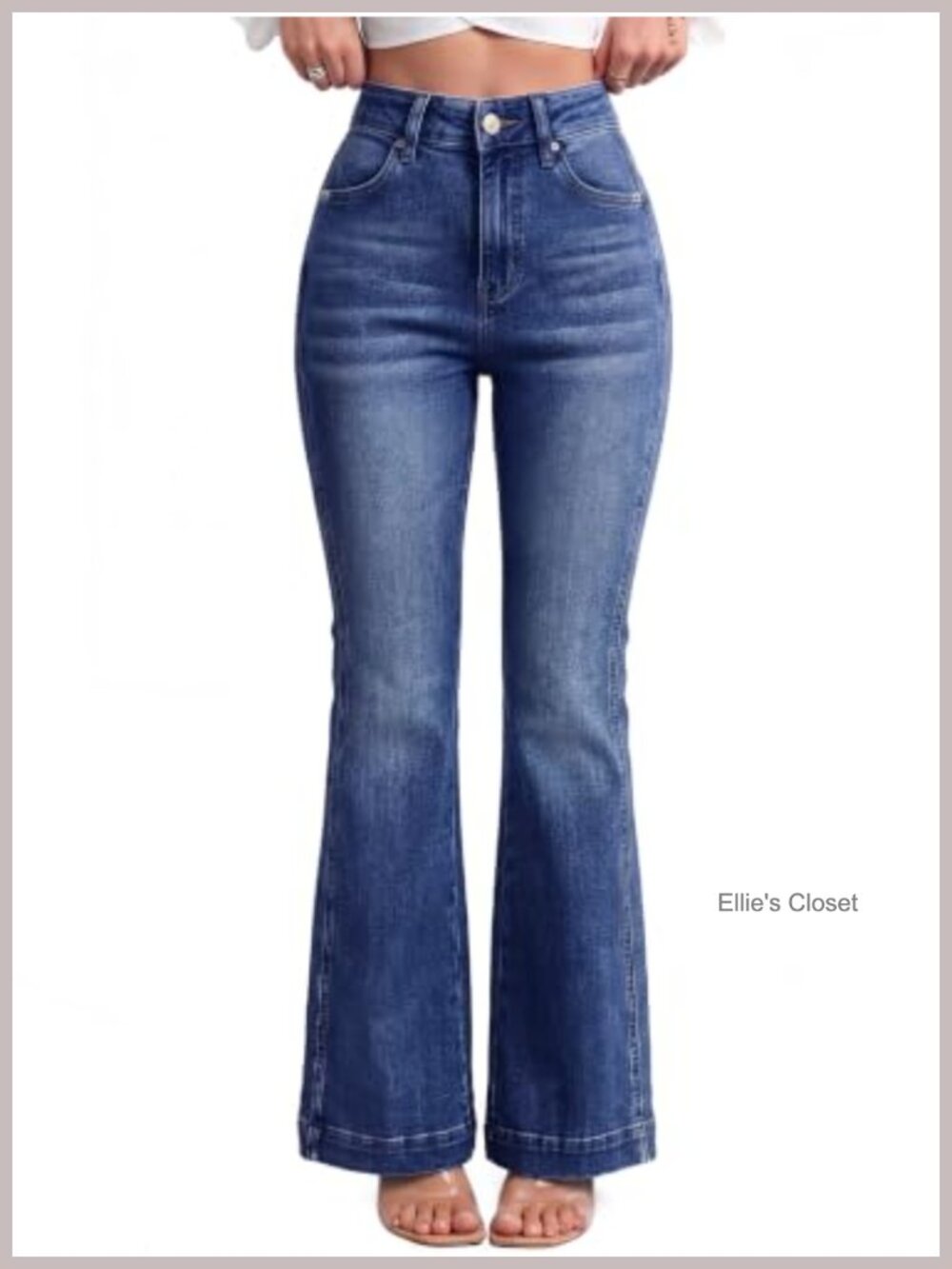 High Rise Bootcut Flare Jeans Stretch Denim Wide Leg Pants